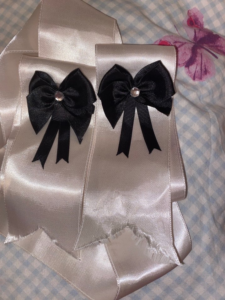 Takı kurdelası bordo beyaz + kırmızı siyah iki kurdela daha - Görsel 3