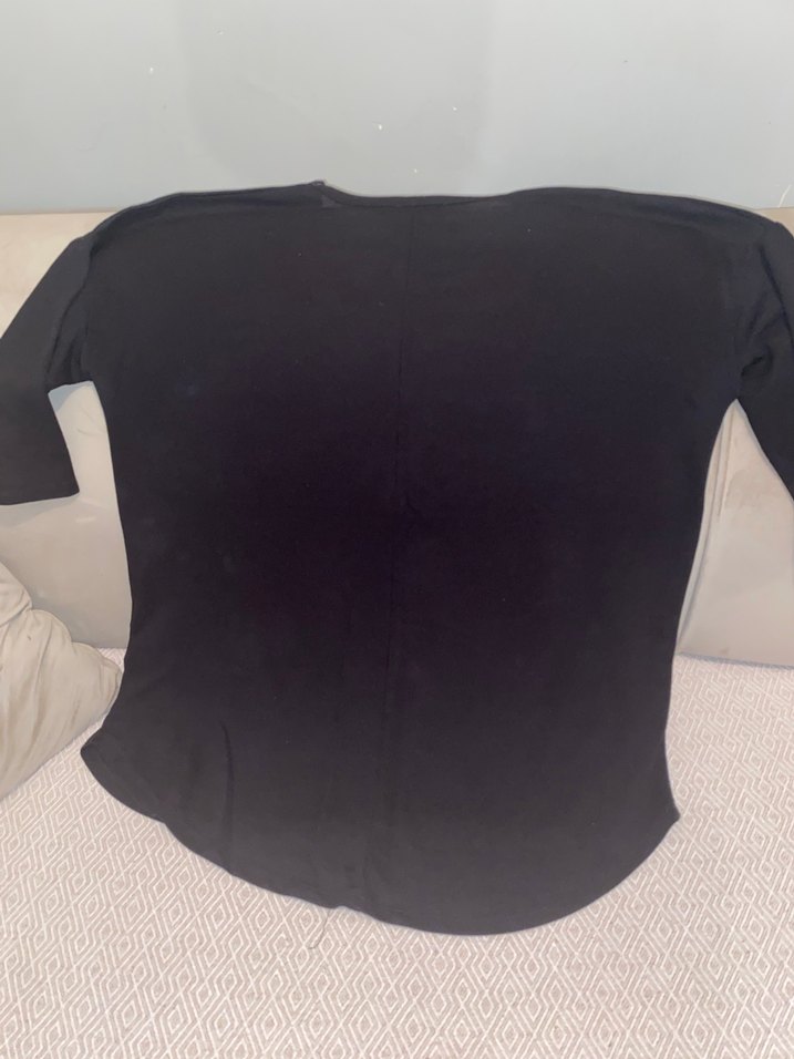 Siyah Süet Görünümlü Baskılı  Bluz - Görsel 5