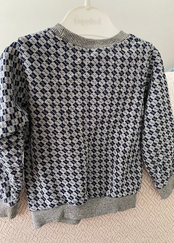 Erkek Çocuk Gri Desenli Triko Sweatshirt - Görsel 2