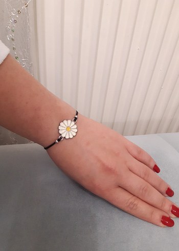 Beyaz Papatya Desenli Boncuklu Bohem Bileklik - Görsel 3