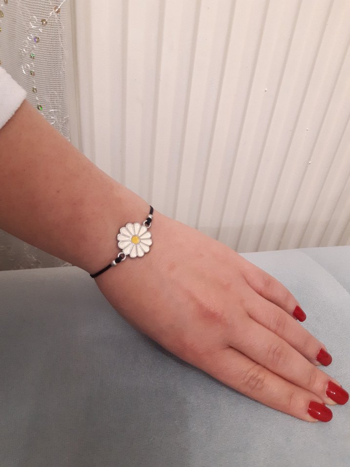 Beyaz Papatya Desenli Boncuklu Bohem Bileklik - Görsel 3