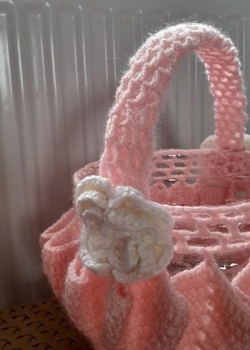 Pembe Örgü Sepet - Görsel 2