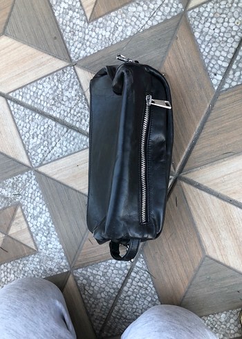 Siyah Fermuarlı Erkek Bel Çantası - Görsel 2