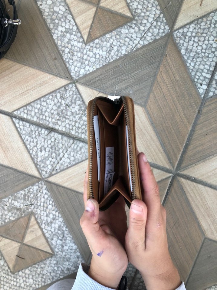 Fermuarlı Kahverengi Deri Kadın Cüzdanı - Görsel 3