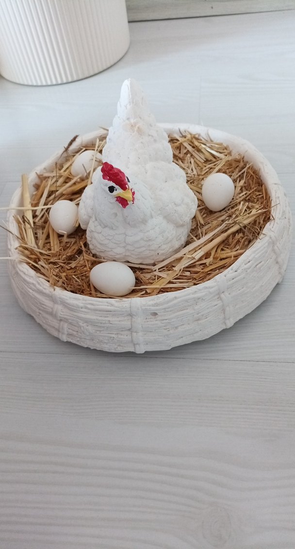 Beyaz Tavuklu Dekoratif Figür - Görsel 2