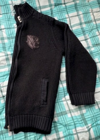 Y2K Vintage Siyah Örme Kalın Ceket - Görsel 3