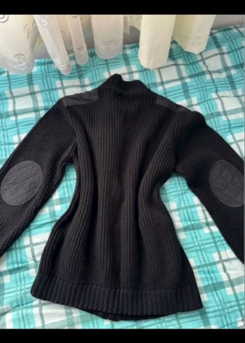 Y2K Vintage Siyah Örme Kalın Ceket - Görsel 2