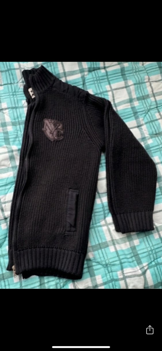 Y2K Vintage Siyah Örme Kalın Ceket - Görsel 3