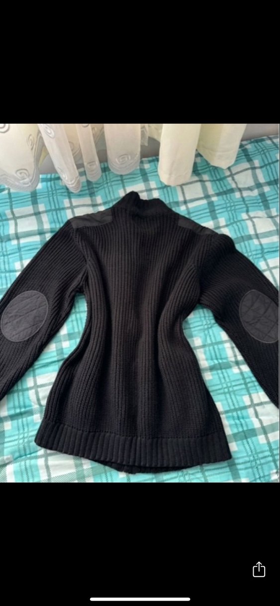 Y2K Vintage Siyah Örme Kalın Ceket - Görsel 2