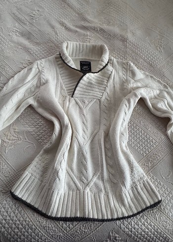 Beyaz örme kazak - Görsel 3