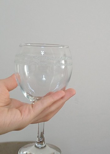 Gri Detaylı 6'lı Şeffaf Ayaklı Bardak Seti - Görsel 3