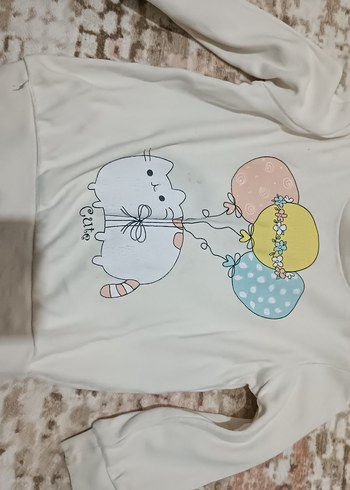 Kız Çocuk Pamuklu Beyaz Baskılı sweatshirt - Görsel 2