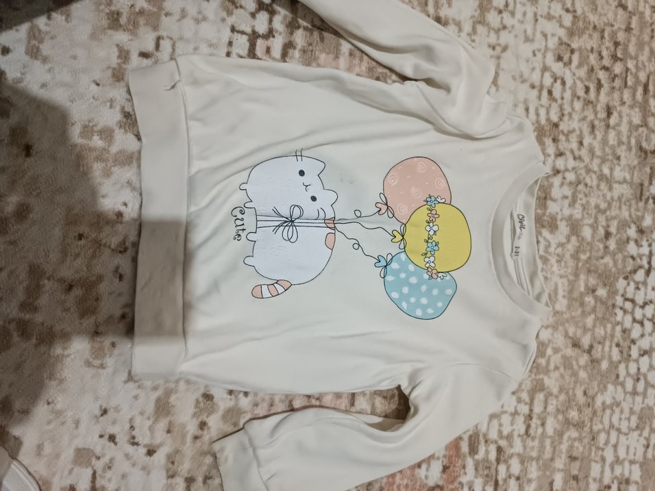 Kız Çocuk Pamuklu Beyaz Baskılı sweatshirt - Görsel 2