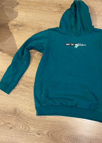 Kapüşonlu Turkuaz erkek çocuk Sweatshirt - Görsel 3