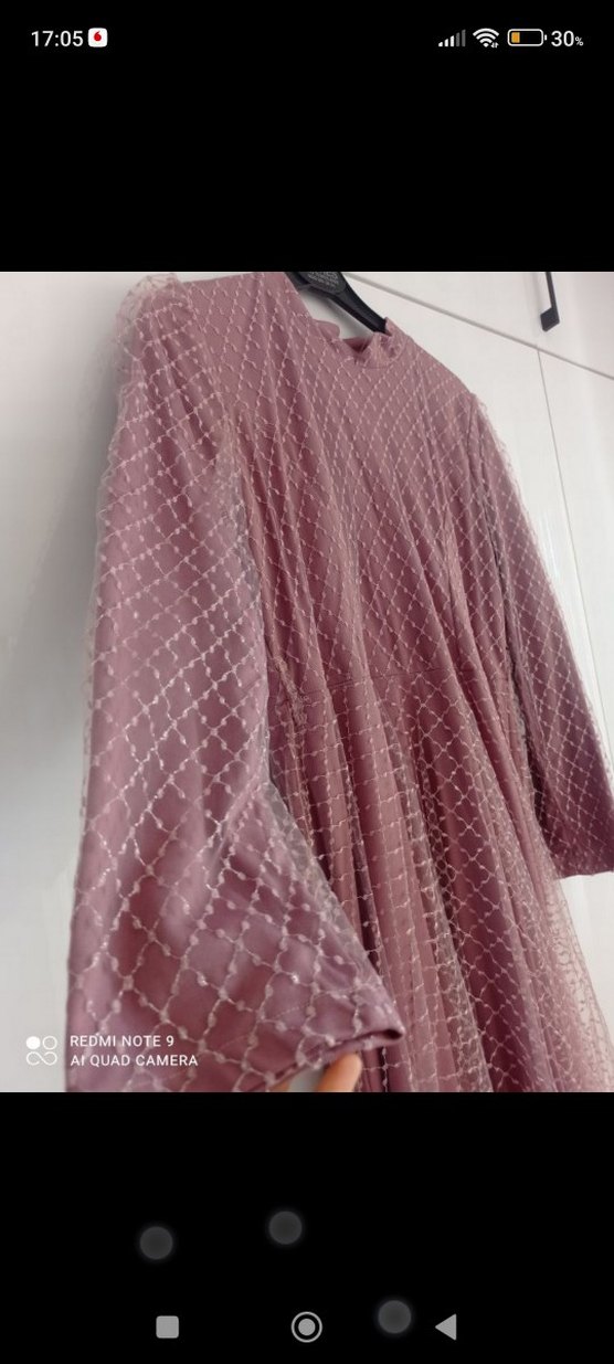 Pembe Uzun Kollu Drapeli Kadın Abiye - Görsel 4