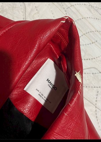 Kadın Kırmızı Deri Biker Ceket - Görsel 3