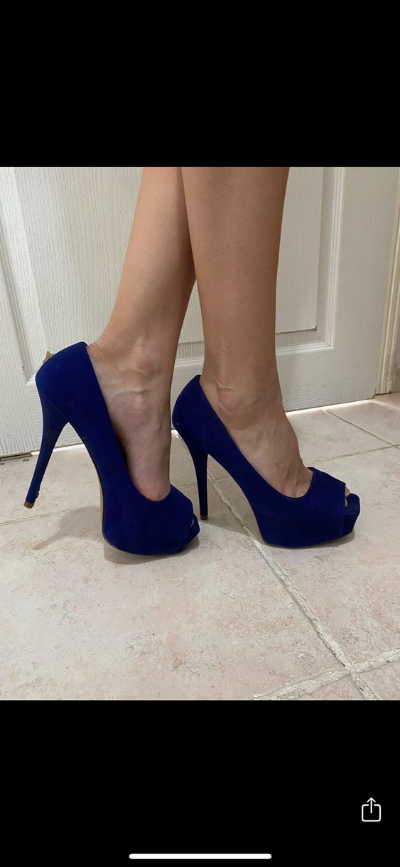 Lacivert Süet Stiletto Topuklu Kadın Ayakkabı - Görsel 2