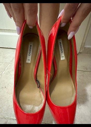 Parlak Kırmızı Stiletto Topuklu Kadın Ayakkabı - Görsel 2