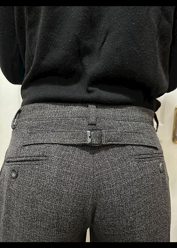 Gri Kemerli Kadın Kumaş Pantolon - Görsel 2