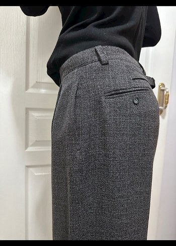 Gri Kemerli Kadın Kumaş Pantolon - Görsel 3