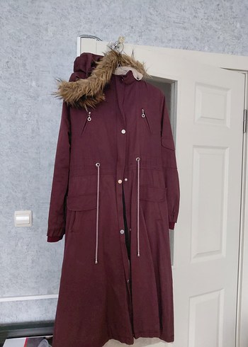 Kadın Bordo Uzun Kürklü Mont - Görsel 2