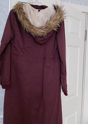 Kadın Bordo Uzun Kürklü Mont - Görsel 3