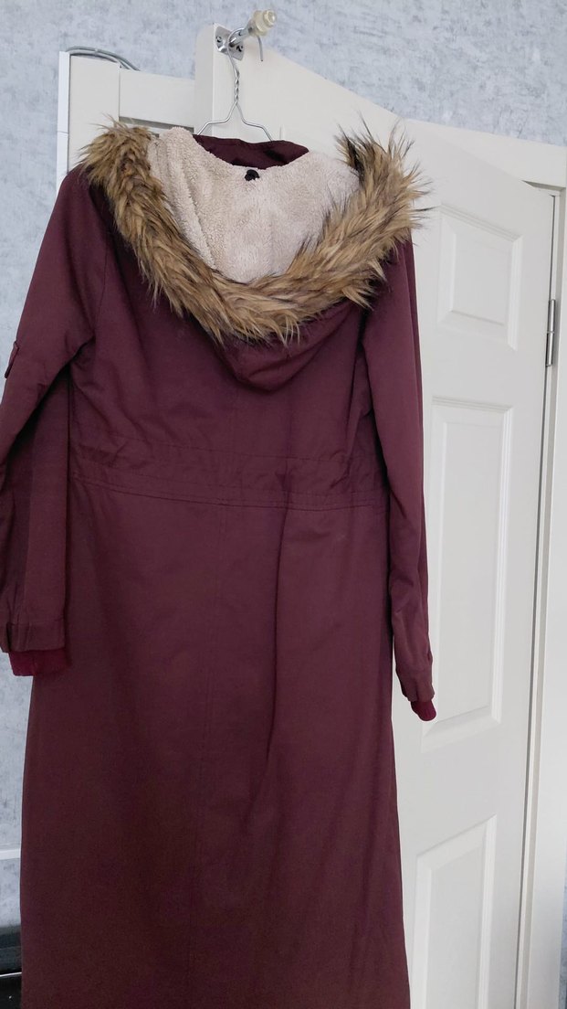 Kadın Bordo Uzun Kürklü Mont - Görsel 3