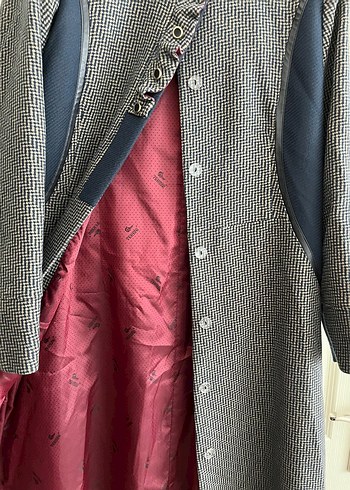 Düğmeli Gri Kadın Uzun Denim Kaban - Görsel 2