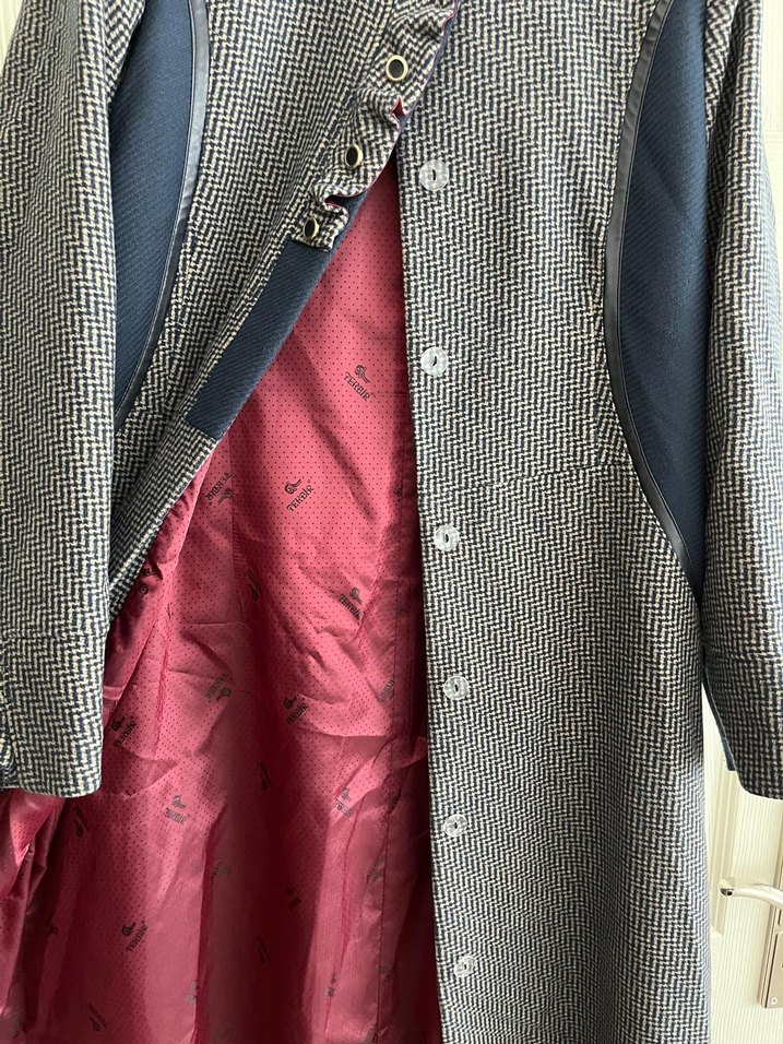 Düğmeli Gri Kadın Uzun Denim Kaban - Görsel 2