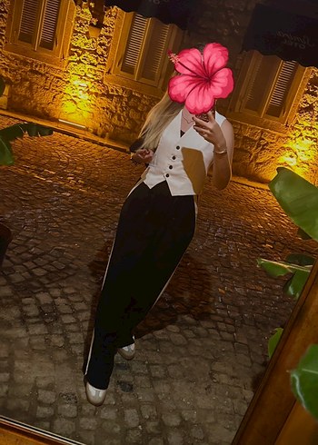 Siyah Kemerli Kadın Kumaş Pantolon - Görsel 2