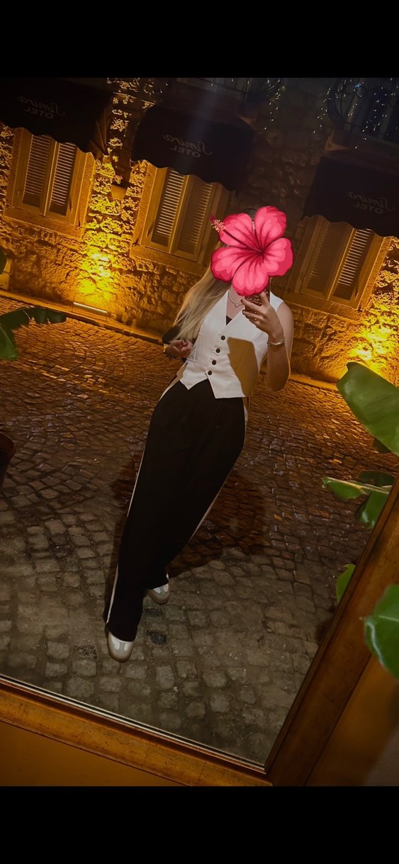 Siyah Kemerli Kadın Kumaş Pantolon - Görsel 2