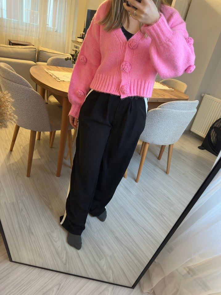 Siyah Kemerli Kadın Kumaş Pantolon - Görsel 5