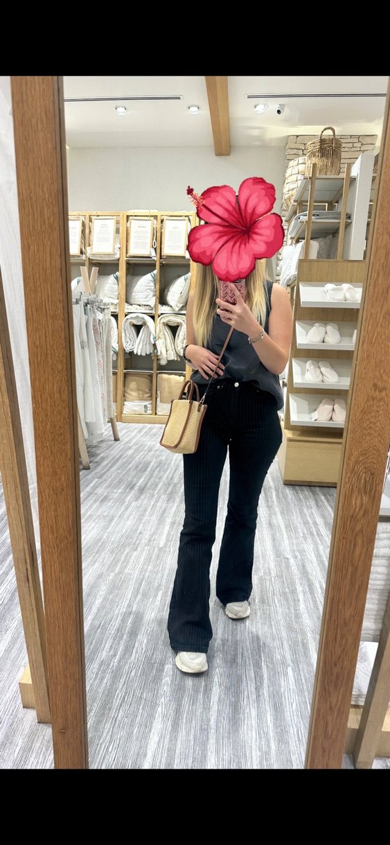 Kadın Siyah Çizgili Pileli Midi Denim Pantolon - Görsel 2