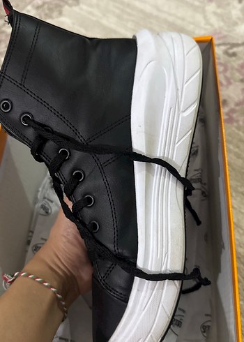 Siyah unısex Biker Bağcıklı Ayakkabı 38 numara - Görsel 3