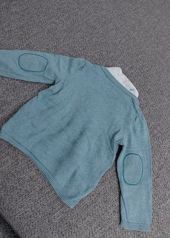 Gri Örgü Erkek Çocuk Kazak kırmızı hırka hediyemdir - Görsel 3