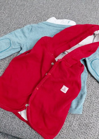 Gri Örgü Erkek Çocuk Kazak kırmızı hırka hediyemdir - Görsel 4