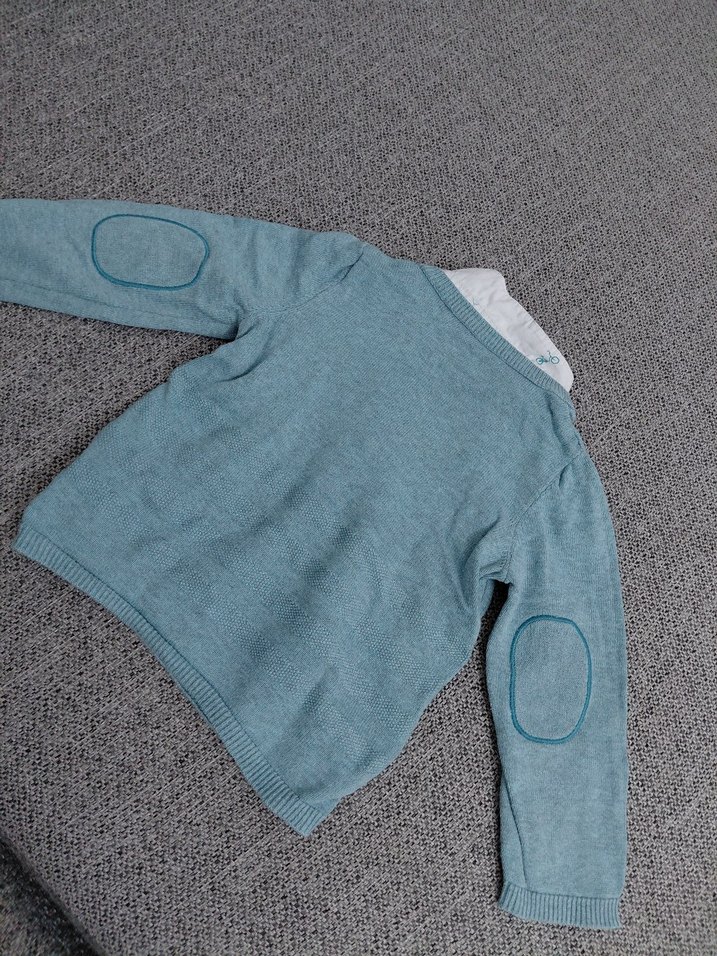 Gri Örgü Erkek Çocuk Kazak kırmızı hırka hediyemdir - Görsel 3