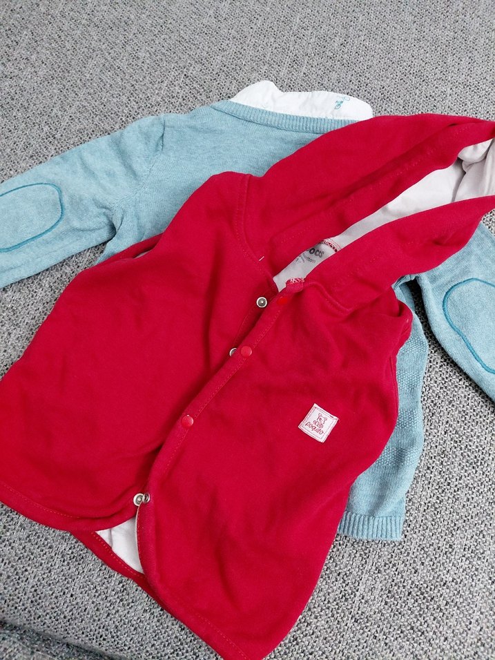 Gri Örgü Erkek Çocuk Kazak kırmızı hırka hediyemdir - Görsel 4