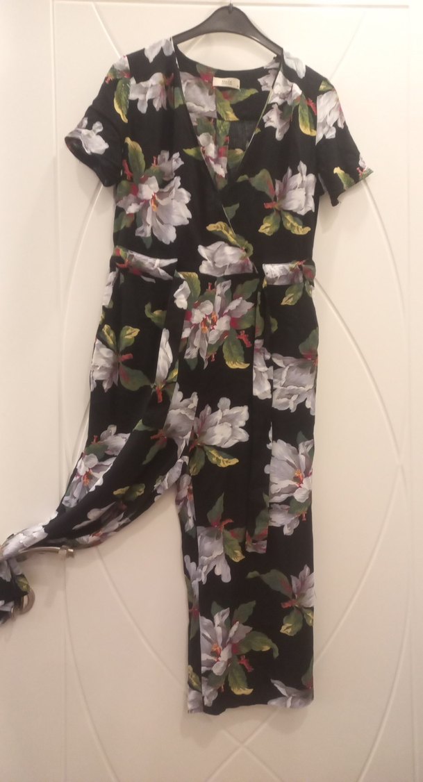 Çiçek Desenli Kemerli Uzun Tulum - Görsel 2