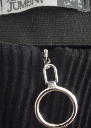 Siyah Pilise çizgili  Midi Kalem Etek - Görsel 4