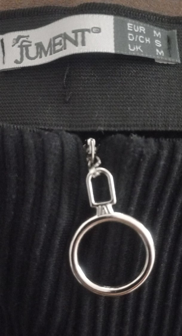 Siyah Pilise çizgili  Midi Kalem Etek - Görsel 4