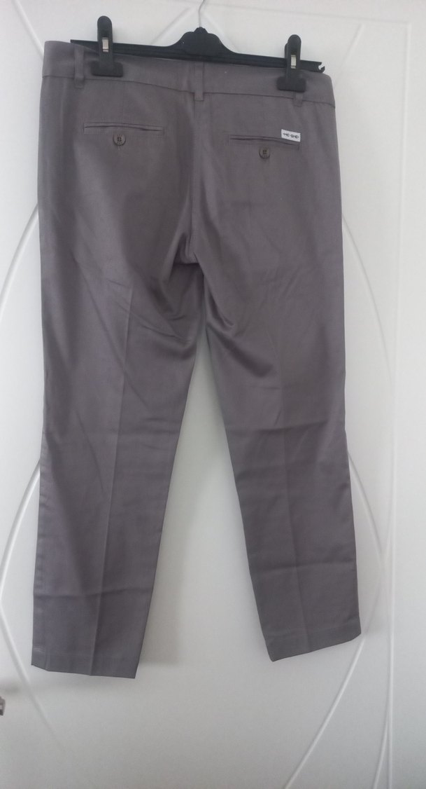 Gri Midi Kumaş Kadın Pantolon - Görsel 3