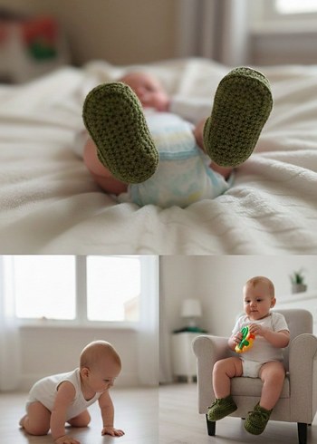 El Örgüsü Bebek Mokasen Tarz Patik - Görsel 6