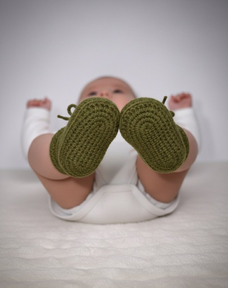 El Örgüsü Bebek Mokasen Tarz Patik - Görsel 5