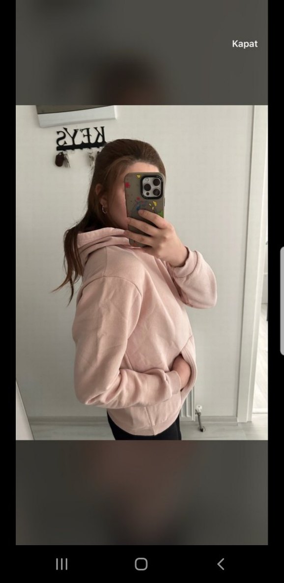Pembe Kapüşonlu Basic Sweatshirt - Görsel 4