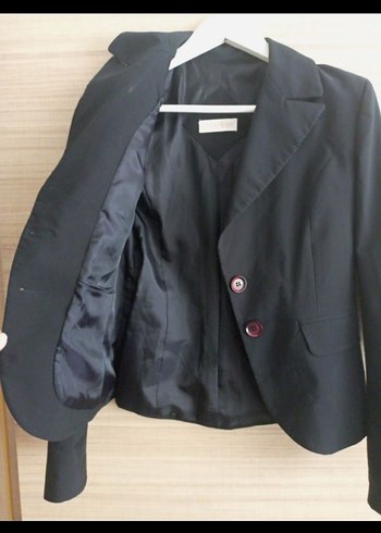 Düğmeli Siyah Kadın Blazer Ceket - Görsel 2