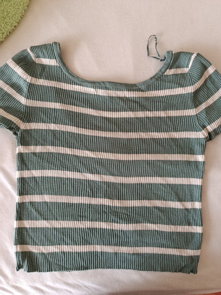 Çizgili Triko, Kısa Kollu - Görsel 4