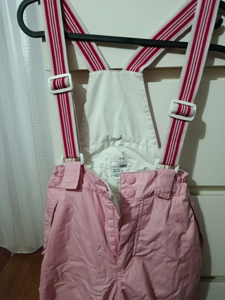 H&M kız  Çocuk Pembe Ayarlanabilir Askılı  kar pantolonu - Görsel 2