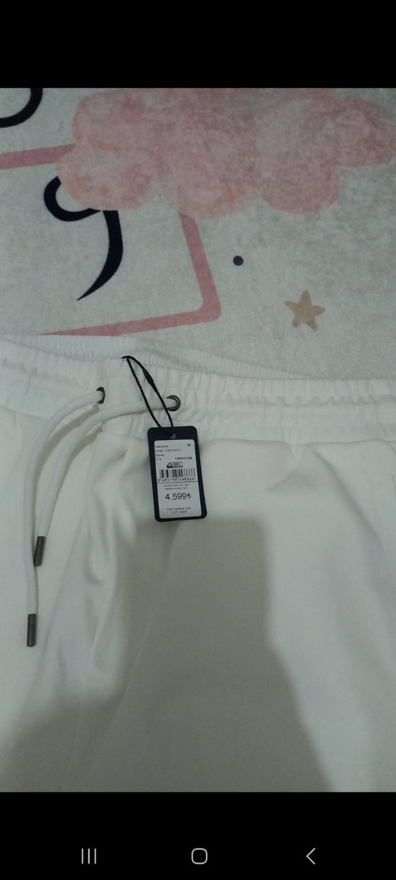 Beyaz Pamuklu Salaş Midi Kadın Pantolon - Görsel 2