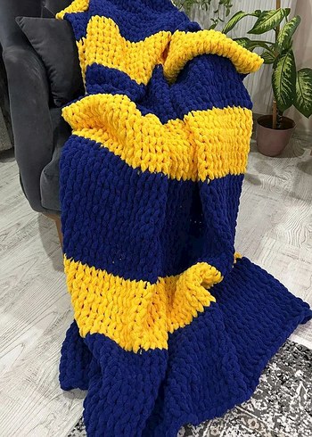 Renkli Örgü Desenli Battaniye - Görsel 3